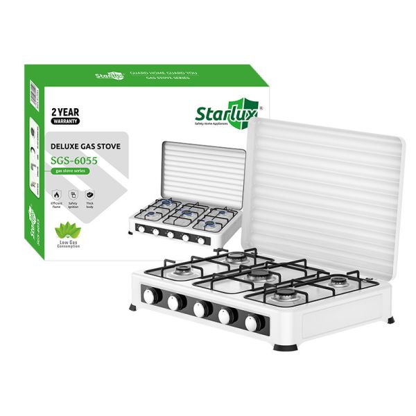 Estufa de gas de cinco quemadores de sobremesa Operación segura Cocina de gas de 5 fuegos Fácil limpieza