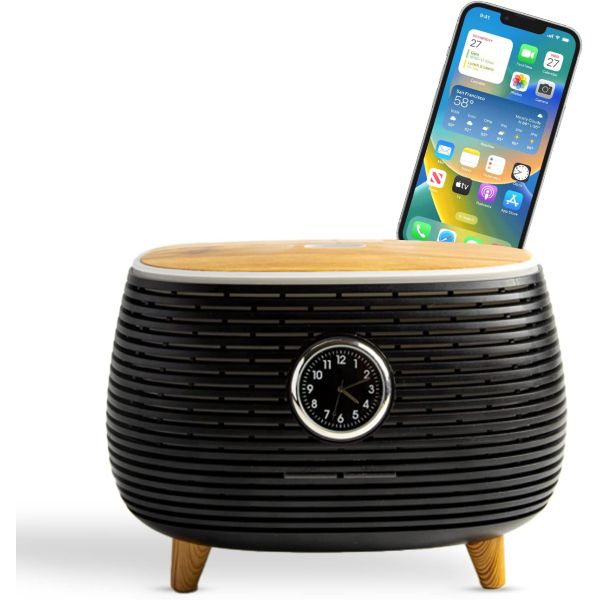 400ml Smart Aromatherapy Essential Oil Wooden Grain Diffuser with Music Play,Clock and Auto Shut-Off Function