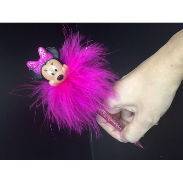 Pink Vinyl Disenyland Ballpen Plastic Daily Product with figure Minnie head for student made of PVC and ABS