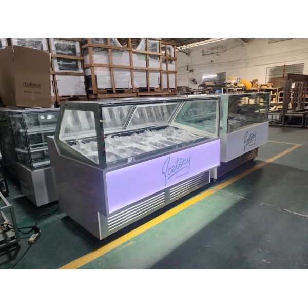 Italian Large Gelato Ice Cream Display Freezer Single Temperature Air Cooled