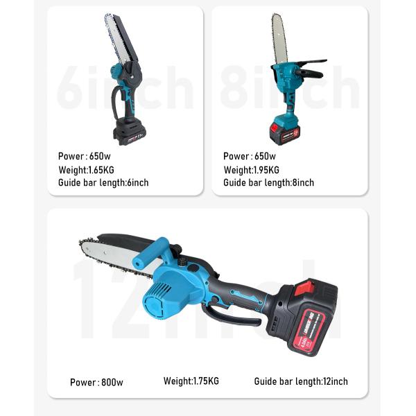 Синяя 21В ручная мини-цепная пила Электрическая литийная садовая цепная пила 21В батарея