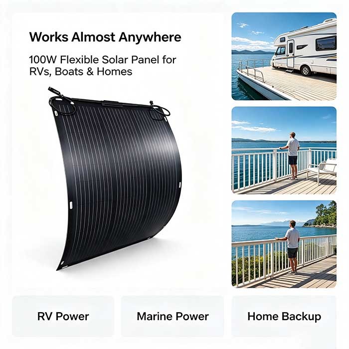 105W Flexible Monocrystalline Solar Panel, Corrosion‑Resistant Marine Solar Panel for Yacht Boat RV