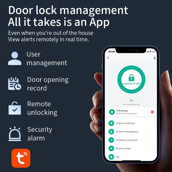 3D Face Recognition Smart Door Lock with Tuya Active Video Calling and 7.4V 5000mAh Lithium-ion Battery