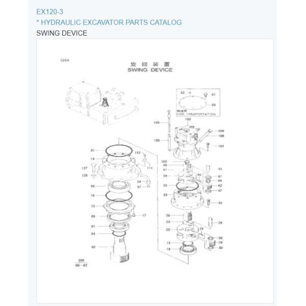 EX120-2 EX120-5 EX120-3 EX100-3 Swing Pinion Shaft Vertical Gear Part 2028036 2036830 1255802