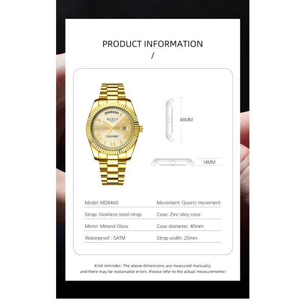 Waterproof Men's Quartz Watch With Butterfly Clasp