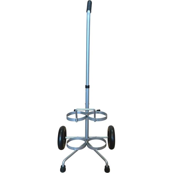 Dual D / E Oxygen Cylinder Cart W / Adjustable Handle & Durable Powder - Coated Finish