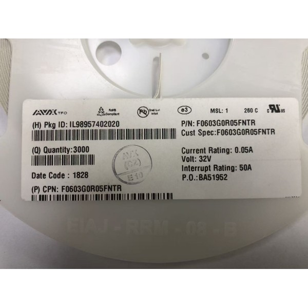 F0603G0R05FNTR  Surface Mount Fuses 0603 50mA Fuse