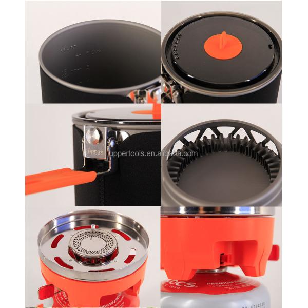 Poly Outdoor Stove Wind-Resistant 1600W Picnic Gas Stove with Integrated Pot and Bowl