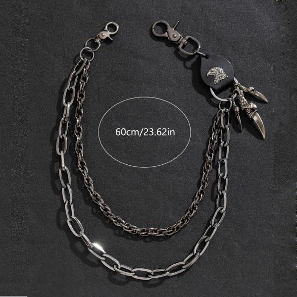 Unisex Jeans Pannts Chain Belts For Men and Women Punk Gun Metal Black Color Crescent Geometric Bag Chain Hip Hop Cool Street keychain