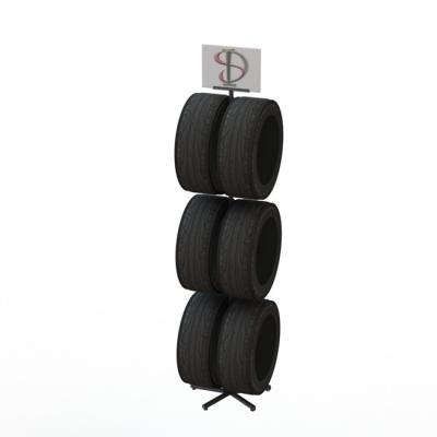 Automobile Cover Tyre 6 Rubber Tires Metal Display Rack Kd Base