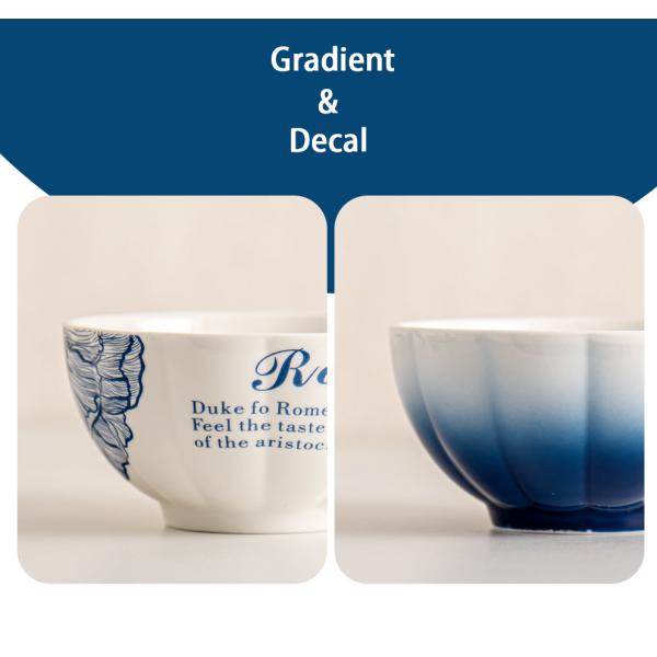 Дизайн керамическая голубая тарелка фарфоровый обеденный набор тарелки и миски Градиент для подарков