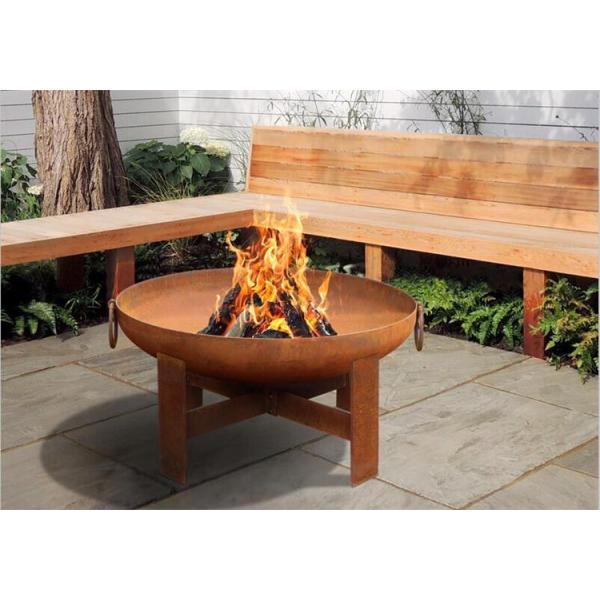 Wood Burning Rust Metal Brazier Corten Steel Fire Pit Round Portable 80cm