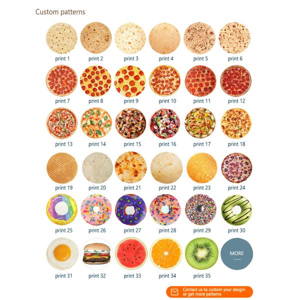 Impresión de adultos Super suave de flanel alimentos frutas tarta pizza pimientos tortilla de tortilla manta