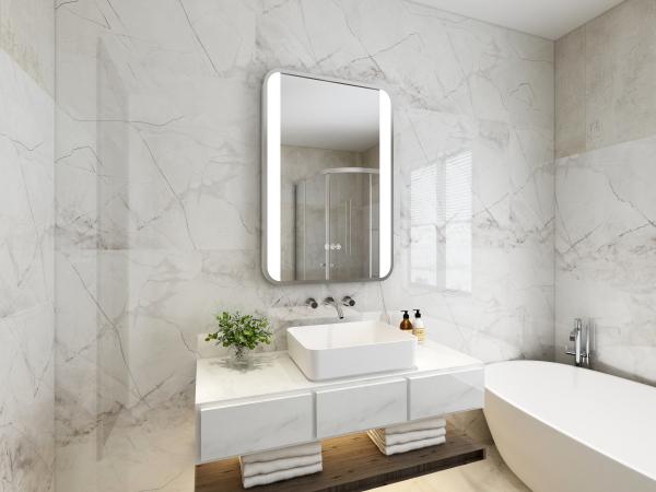 Miroir LED de salle de bains moderne chinois en forme ovale avec haut-parleur Bluetooth et lumière intelligente