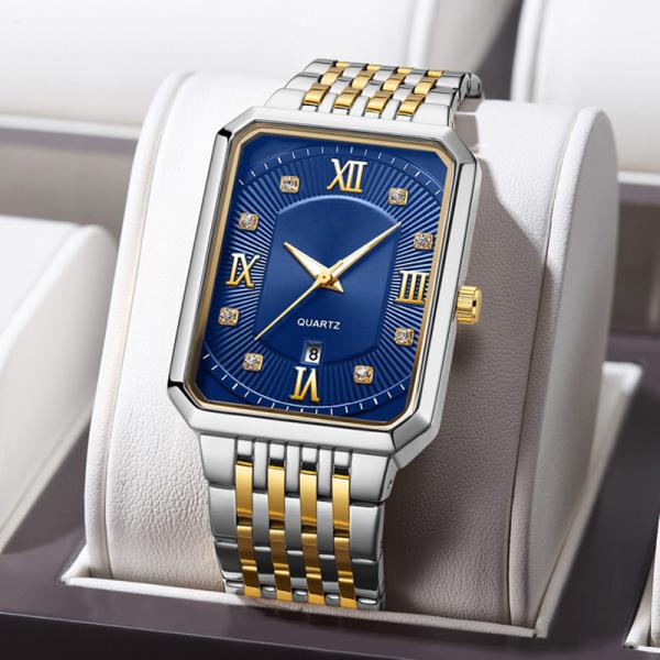 Stainless Steel Luxury Military Quartz Watch Square Metal Watches For Men