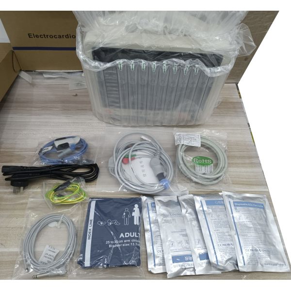 6-Parameter Patient Monitor with Trolley Bedside and Electric Power Source 1 Year Warranty