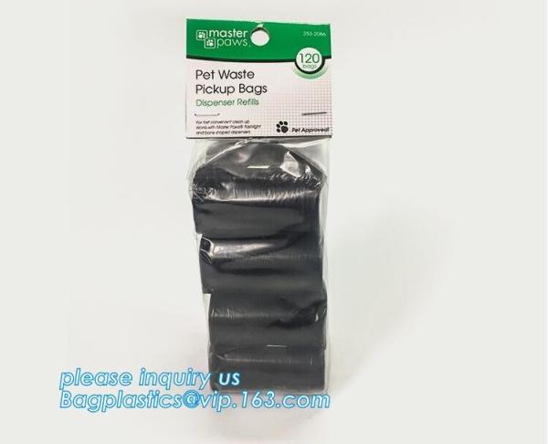 LED Flashlight Dog Waste Bag Dispenser Holder with Pet Waste Bag Poop Roll Bags, BPI ASTM D6400 EN13432 Approval Customi