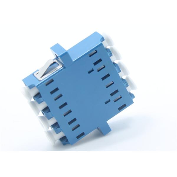 Ceramic Sleeve Optical Fiber Adapter LC Quad SC Footprint Slotted Type Adapter With Full Flange Blue Plastic
