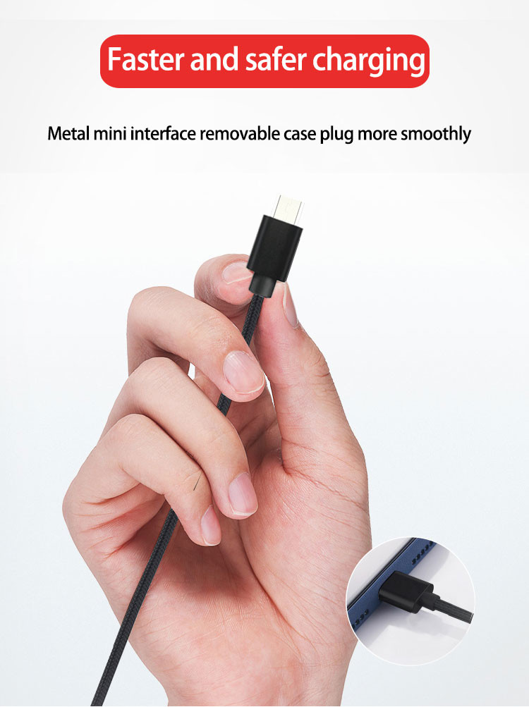 Durable 2m Micro USB Data Transfer Cable Quick Charging