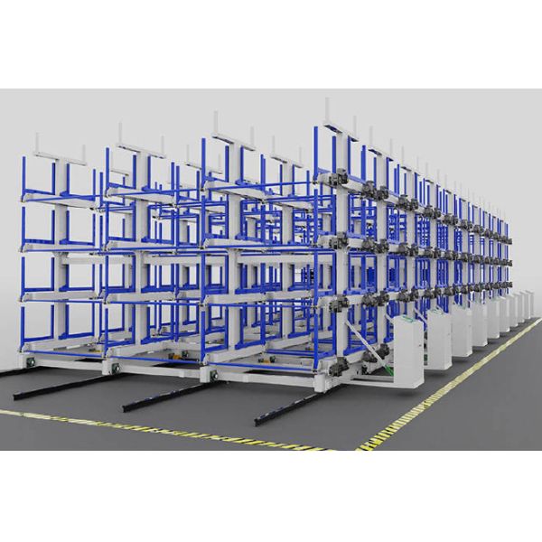 Electric Mobile Telescopic Cantilever Racking Automatic Loading and Unloading Systems For Long Products Warehouse Storage Racking