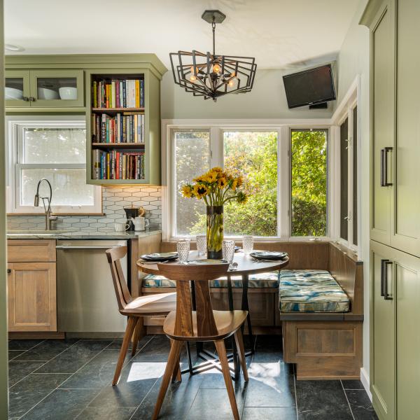 U Shaped Solid Wood Cupboard Kitchen Base Unit Cabinet And Pantry Green Shaker Style