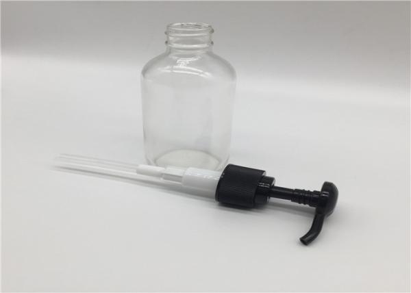 4oz Boston Round Glass Dispenser Bottle With Plastic Pump for  disinfectant , hand wash disinfectant bottle