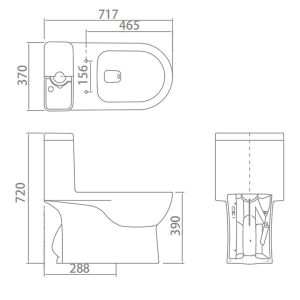 Sanitary Ware One Piece Toilets , Soft closed Dual Flush Water Closet