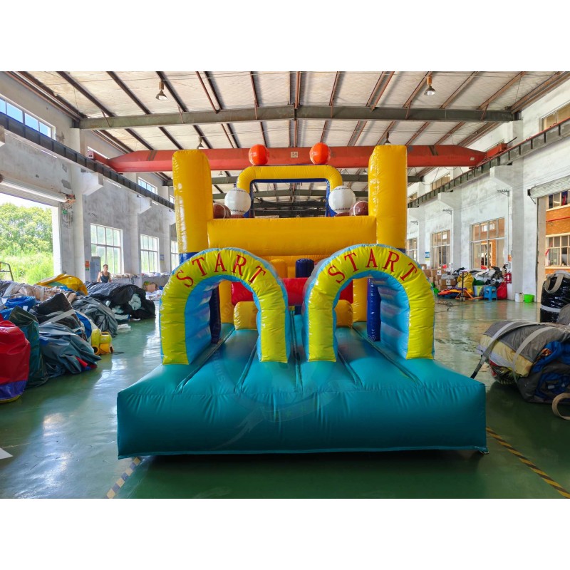 Inflatable Obstacle Course With Climbing Slides Tunnels And Racing Lanes for Outdoor Team Building Events And Challenge Projects