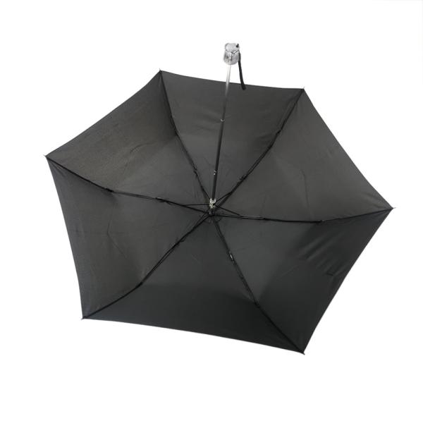 Manual 19 Inch Lady Three Fold Umbrella Black Metal Frame Pongee Fabric