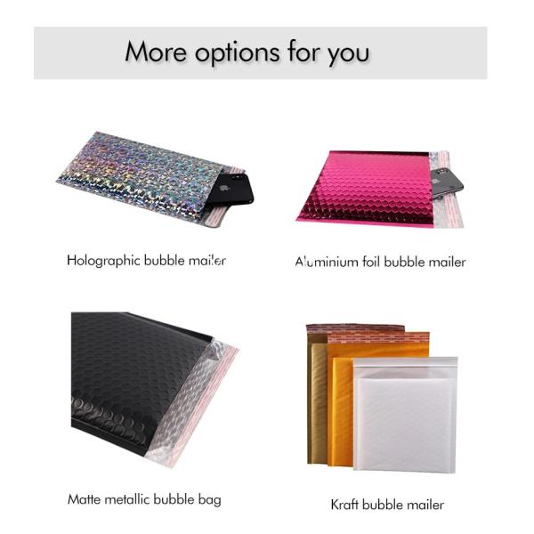 Custom Printed Metallic Bubble Mailers , Padded Envelope Bubble Mailers Plastic