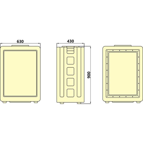 Syntax MD4 Three Phase 250AMP IP67 Waterproof HDPE Mobile Distribution Power Panel On Wheels With Differential Protected 630x430x900mm