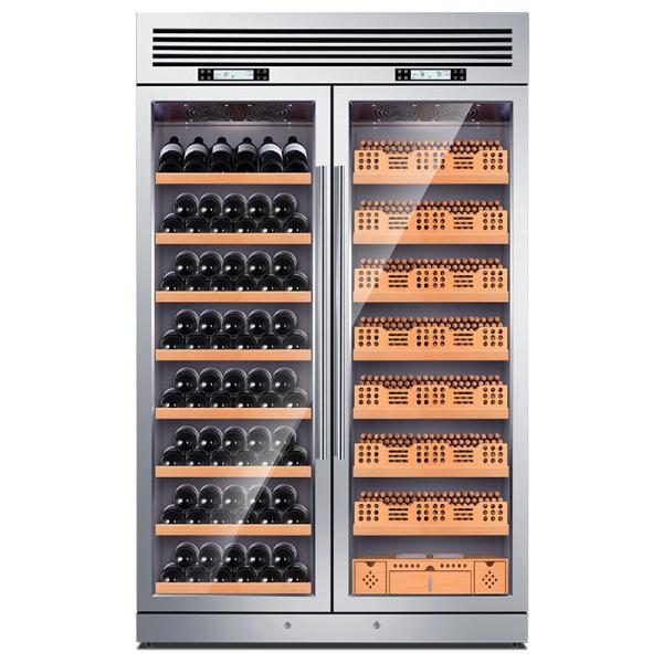 High-End Silver Metal Wine Cabinet Tall Wood Matte For Wine Cellar