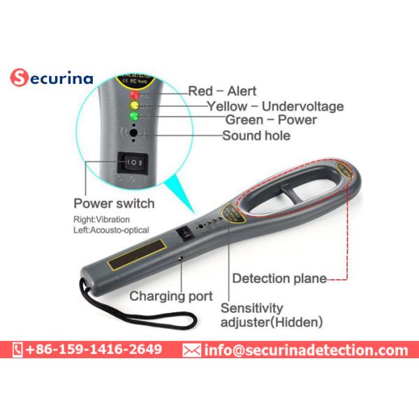 110VAC Hand Held Metal Detector 22KhZ 3 LED Indicators FCC For Security Guards