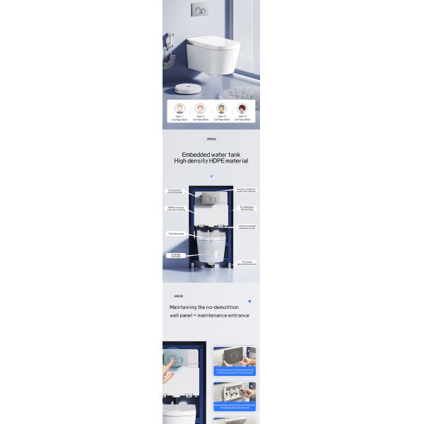 Wall-Mounted Smart Toilet with Heated Seat and Remote Control - Modern Bidet Toilet