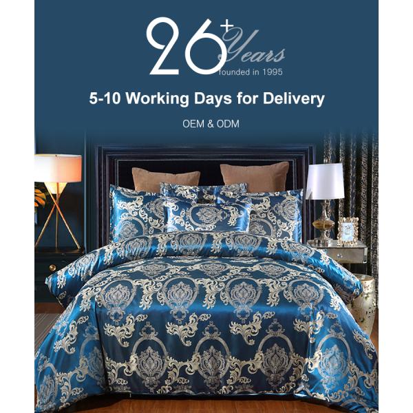 Oeko-tex Certified Europe Style Jacquard Satin Silk Comforter Sets for Hotel Bedding