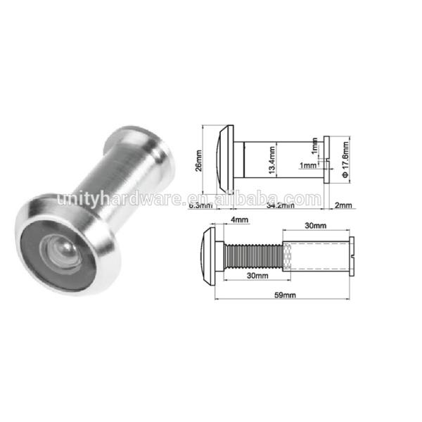 Brass Door Viewer Door Accessories Adjustable length with Glass Lense for Fire Door