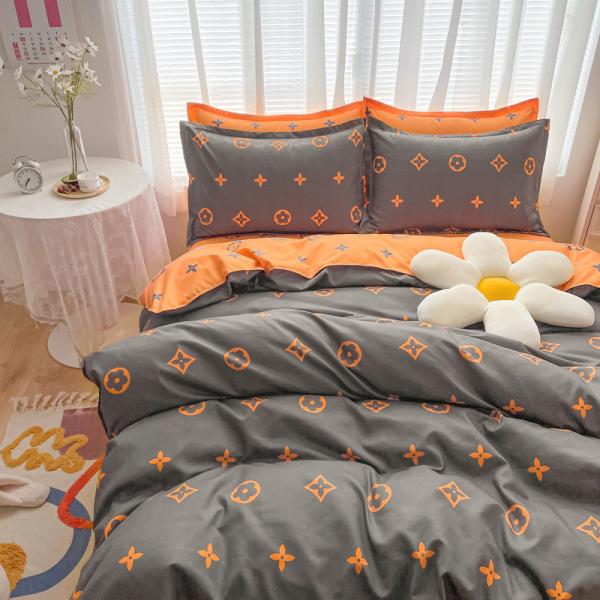 200TC de algodón lavado de lujo impresa poliéster cubierta de edredón de cama sábanas de cama conjunto para el rey