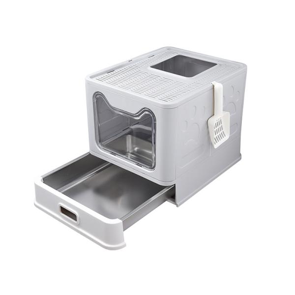 Fully Enclosed Large Metal Cat Litter Box Stainless Steel Litter Box With Lid Foldable Litter Box With Removable Drawer