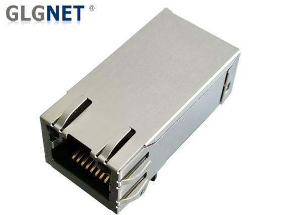 EMI Spring Waterproof Rj45 Connector Tab Up Single Port 40W POE 33mm Length With LED