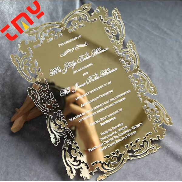 Custom Personalized Wedding Invitation Card Luxury Gold Laser Cut Design For Formal Weddings