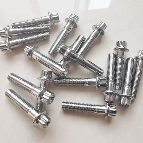 Universal Compatibility M7x32 Steel Chrome Plated 12 Point Wheel Bolt with Universal Fitment and Durable Chrome Coating