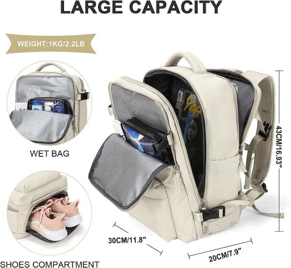 Large Travel Backpack Women, Carry On Backpack,Hiking Backpack Waterproof Outdoor Sports Rucksack Casual Daypack Fit