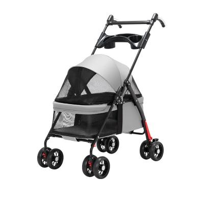Foldable Dog Push Cart 4 Wheels With Removable Padding / Safety Belt