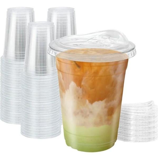 Customizable Disposable PLA Plastic Cup Lid 6oz 8oz 12oz Cold / Hot Coffee Drinking Cup Lid