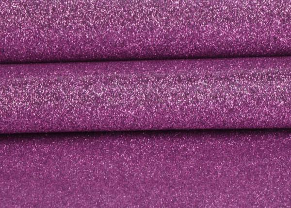Purple Wedding Card Chunky Glitter Fabric , Shining Surface Fine Glitter Fabric