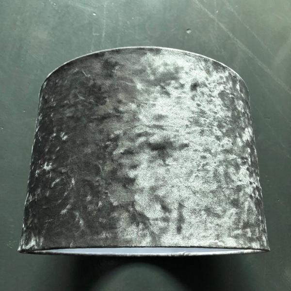 White Inner Hardback Lamp Shade Silver Crushed Velvet Lampshade