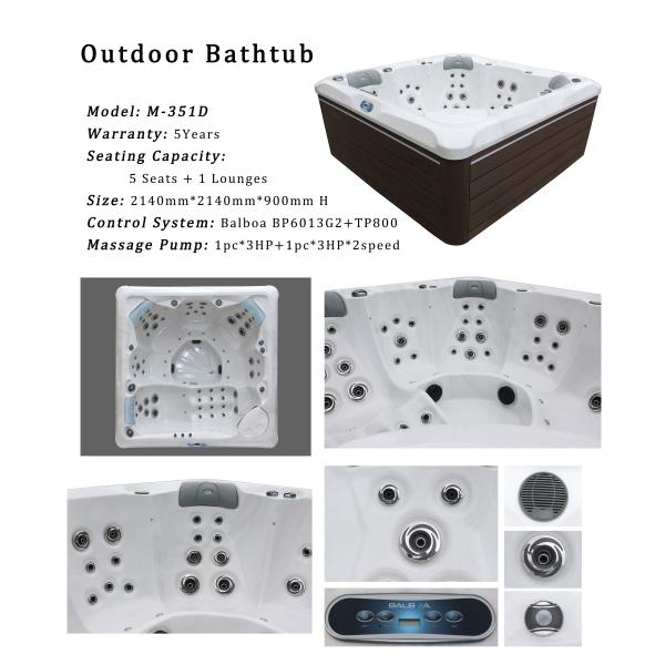Luxury Whirlpool Massage Bathtub Наружная гидро-спа горячая ванна