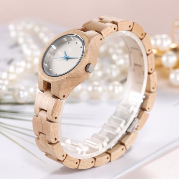 Natural Wooden Wrist Watch With Stainless Steel Butterfly Buckles