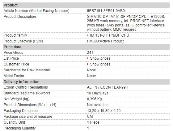 6ES7151-8FB01-0AB0 6ES7 151-8FB01-0AB0 Сименс IO Controller/I-Device