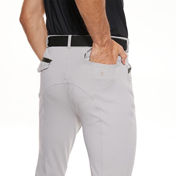 High Elestic Breathable Mens Riding Breeches Grey Knee Silicone Equestrian Pants
